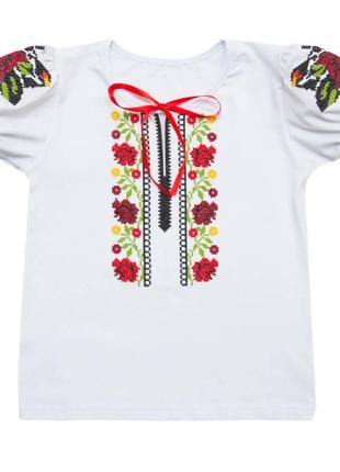 Вишиванка для дівчинки на короткий рукав зріст 86см-134см