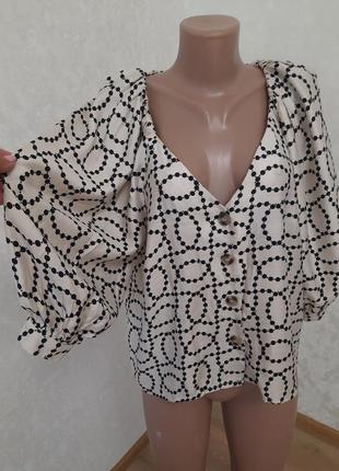 Шикарная брендовая блуза топ с объемным рукавом