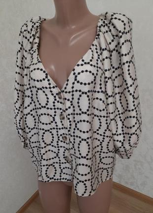 Шикарная брендовая блуза топ с объемным рукавом