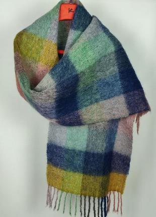Lambswool теплый зимний большой шарф шерсть italy