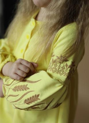 Сукня вишиванка жовта пшениця, сукня з вишивкою пшениця,1 фото