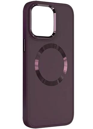Tpu чехол bonbon metal style with magsafe для apple iphone 14 (6.1"), бордовый / plum