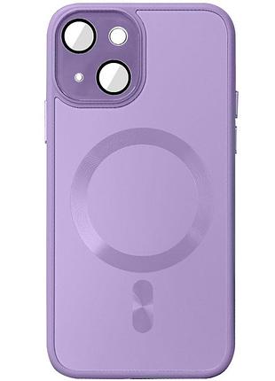 Чохол tpu+glass sapphire midnight with magsafe для apple iphone 15 plus (6.7"), бузковий / lilac