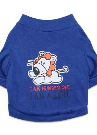 Футболка для собак pet style "я лев" синяя