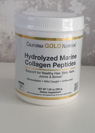 California gold nutrition, гидролизованные пептиды морского коллагена, без добавок, 500 г (17,64 унц