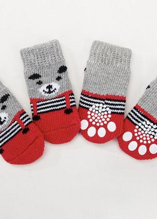 Носки для котов и кошек pet style "медвеженок" красные