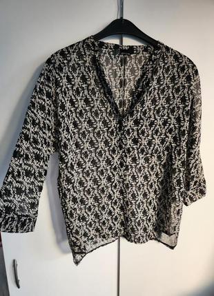 Блузка напівпрозора з принтом офісний діловий стиль базова трендова в стилі zara asos hm франція париж французька