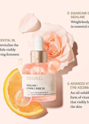 Увлажняющее масло biossance squalane + vitamin c rose oil 12ml