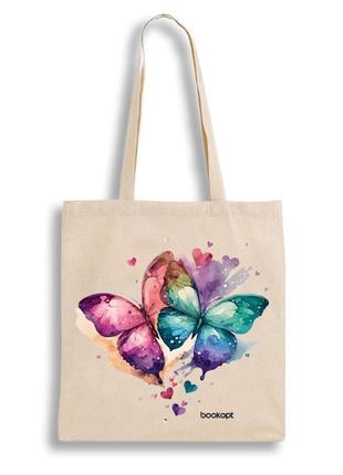 Екошопер bookopt вк4060 кольорові метелики в любові бежевий2 фото