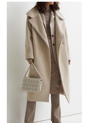 Пальто h&m удлиненное прямое коричневе