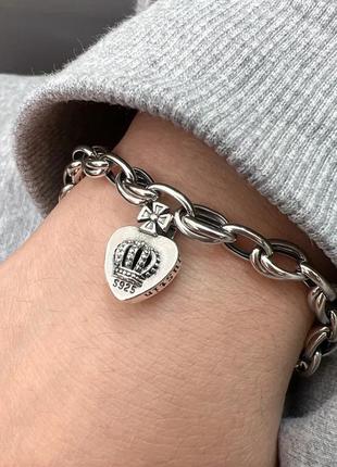 Браслет цепочку женский серебро оригинальный стильный "корона" silver ♥️очень красивый2 фото