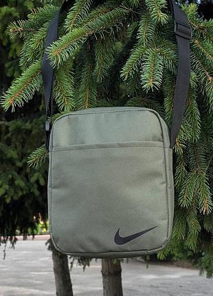 Стильна зелена сумка nike з декоративною сіткою / месенджер найк / чоловіча жіноча барсетка / бананка через плече з сіточкою / сумка унісекс зелена