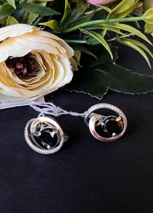 Серебряные серьги 925 проба с золотом