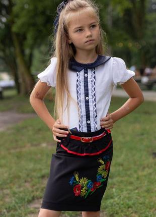 Трикотажная блуза с коротким рукавом 122-146 см. 294001