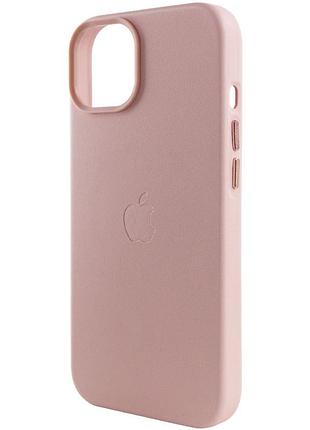 Кожаный чехол leather case (aa plus) with magsafe для apple iphone 14 (6.1 дюйма) sand pink 6