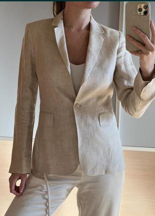 Пиджак massimo dutti, жакет, блейзер лен, льняной