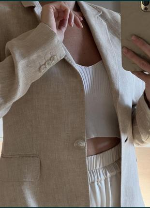Піджак massimo dutti, жакет, блейзер льон, лляний3 фото