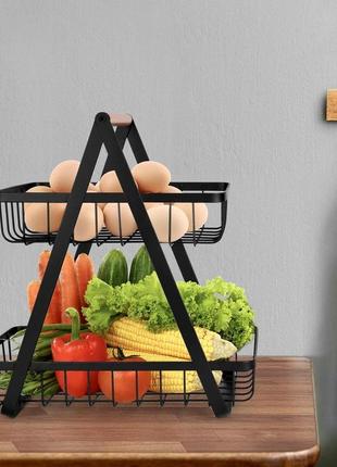 2-рівнева підставка для фруктів, таця для фруктів, дерев'яна підставка для хліба,...