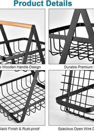 2-рівнева підставка для фруктів, таця для фруктів, дерев'яна підставка для хліба,...