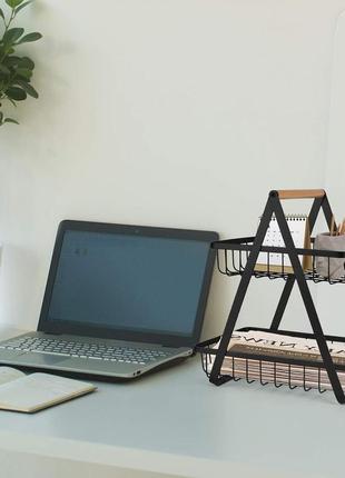 2-рівнева підставка для фруктів, таця для фруктів, дерев'яна підставка для хліба,...