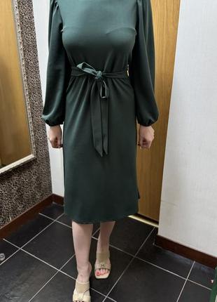 Жіноча сукня zara,сукня міді з довгим рукавом,класична сукня ,пряма сукня