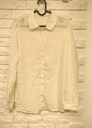 Nulu шовкова блуза сорочка жіноча 40 р молочного білого кольору шовк