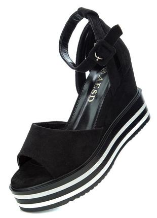 Жіночі босоножки 12114 чорні еко замша штучна шкіра