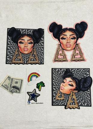 #handmade великі патчі-стікери nicki minaj x fendi для одягу набором