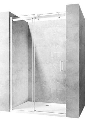 Дверь стеклянная для душевой ниши раздвижная двухсекционная rea nixon-2 190x120см прозрачное стекло 8мм профил