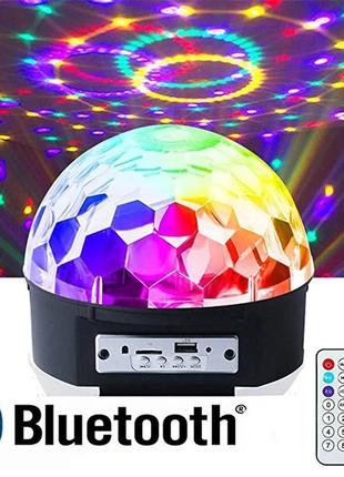 ​диско шар лампа проектор c bluetooth светомузыка с колонкой и пультом управления magic ball rgb светильник