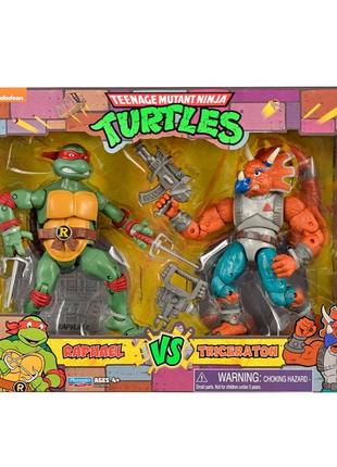 Набор фигурок tmnt серии "черепашки - ниндзя классические" - рафаэль против трицератона (81278)