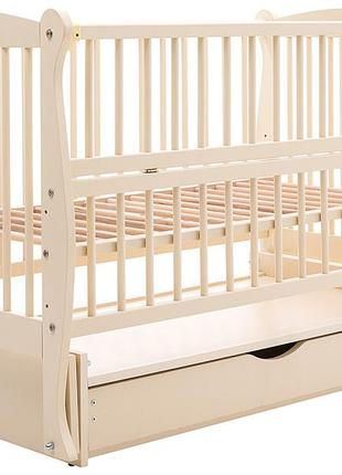 Кровать babyroom грация dgmyo-3 маятник, ящик, откидной бок бук слоновая кость