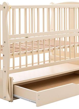 Кровать babyroom грация dgmyo-3 маятник, ящик, откидной бок бук слоновая кость4 фото