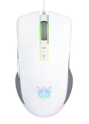 Мышь игровая onikuma проводная usb с rgb подсветкой gaming cw908 white