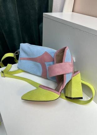 Дизайнерські жіночі босоніжки із натуральної шкіри мурена + сумка