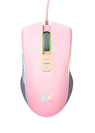 Мышь игровая onikuma проводная usb с rgb подсветкой gaming cw908 pink