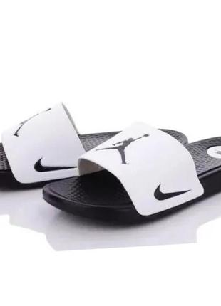 Шлёпанцы n!ke jordan чёрные сланцы тапочки белые найки женские (размеры: 36,37,38,39,40)