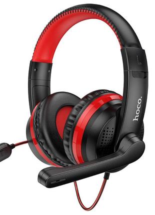 Наушники hoco игровые проводные с микрофоном magic w103 black / red