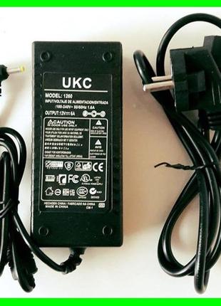 Блок питания адаптер 12в 6а с сетевым кабелем в комплекте