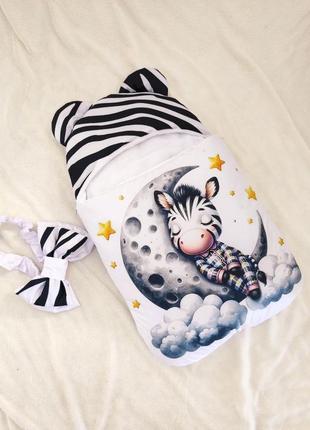Спальник конверт для новонароджених, принт зебра