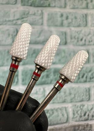 Керамічна фреза для зняття гель-лаку тупий кінець червона