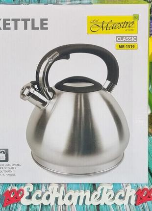 Чайник со свистком 4.3 л из нержавеющей стали maestro mr-1319 чайник для индукционной...