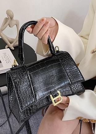 Женская сумка b 2017 кросс-боди рептилия черная