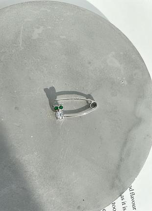 Серебряная   детская  булавка с камушками сова брошка  925 проба