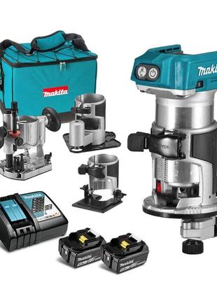 Фрезер аккумуляторный с набором аксессуаров makita drt50rtex3 (6/8 мм, 10000-30000 мин-1, bl, lxt)