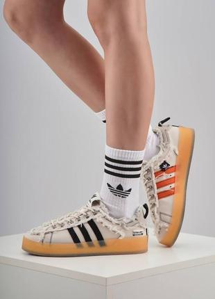 Женские кроссовки коричневые adidas campus 80s clear brown sesame