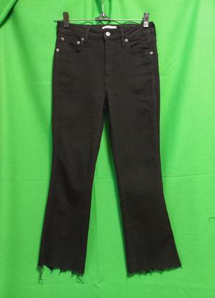 Popsugar укороченные расклешеные джинсы на высокой посадке. zara h&m mango1 фото