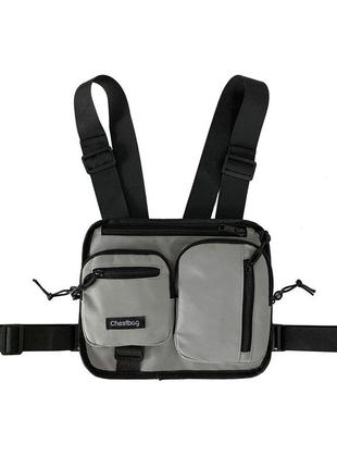 Нагрудная сумка 6013 chestbag бронежилет серая