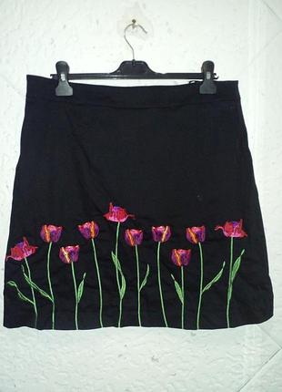 Красивая юбка с тюльпанами подклад хлопок вышивка цветы nicola guilter
