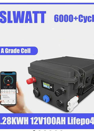 Аккумулятор tslwatt в кейсе ip67 100ah 1,28кwh lifepo4 bms bluetooth
